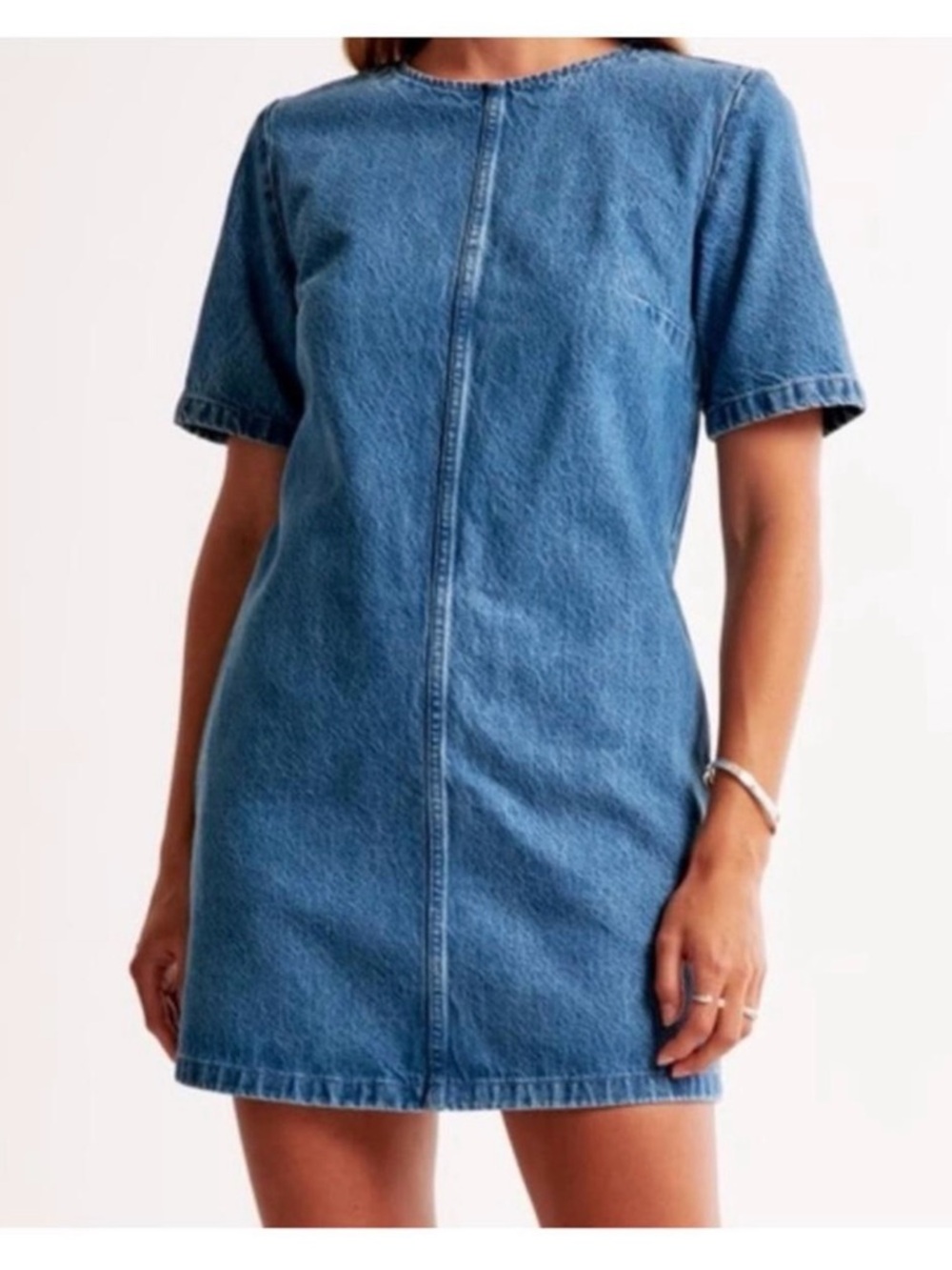 Abercrombie & Fitch denim mini shift dress.